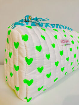 Handmade Neon Hearts Wash Bag, 3 of 3