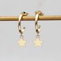 9ct Yellow Gold Star Charm Hoop Earrings, thumbnail 2 of 3