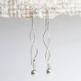 Sterling Silver Wave And Ball Threader Earrings, thumbnail 3 of 5