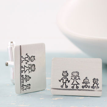 Personalised Cufflinks. Family Portrait Gift For Dad, 3 of 12