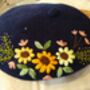 Deluxe Navy Beret Hat With Flower, thumbnail 1 of 4