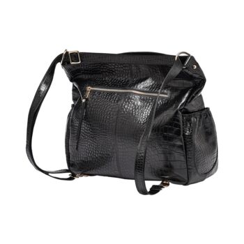 Sale Lennox Black Embossed Leather Handbag, 8 of 10