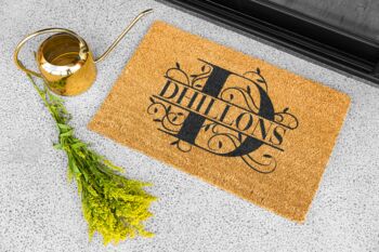 Personalised Coir Doormat With Split Initial Letter, 4 of 9