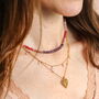 Stainless Steel Multi Semi Precious Stone Beaded Necklace In Gold Plating, thumbnail 4 of 5
