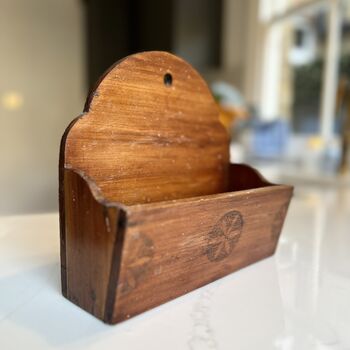 Vintage Wooden Folk Art Wall Pocket / Letter Holder, 3 of 10