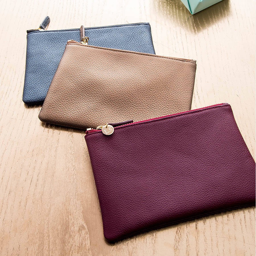 personalised leather clutch bag or cosmetic purse by hurleyburley ...