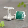 10ct Emerald Cufflinks In Sterling Silver, thumbnail 2 of 2