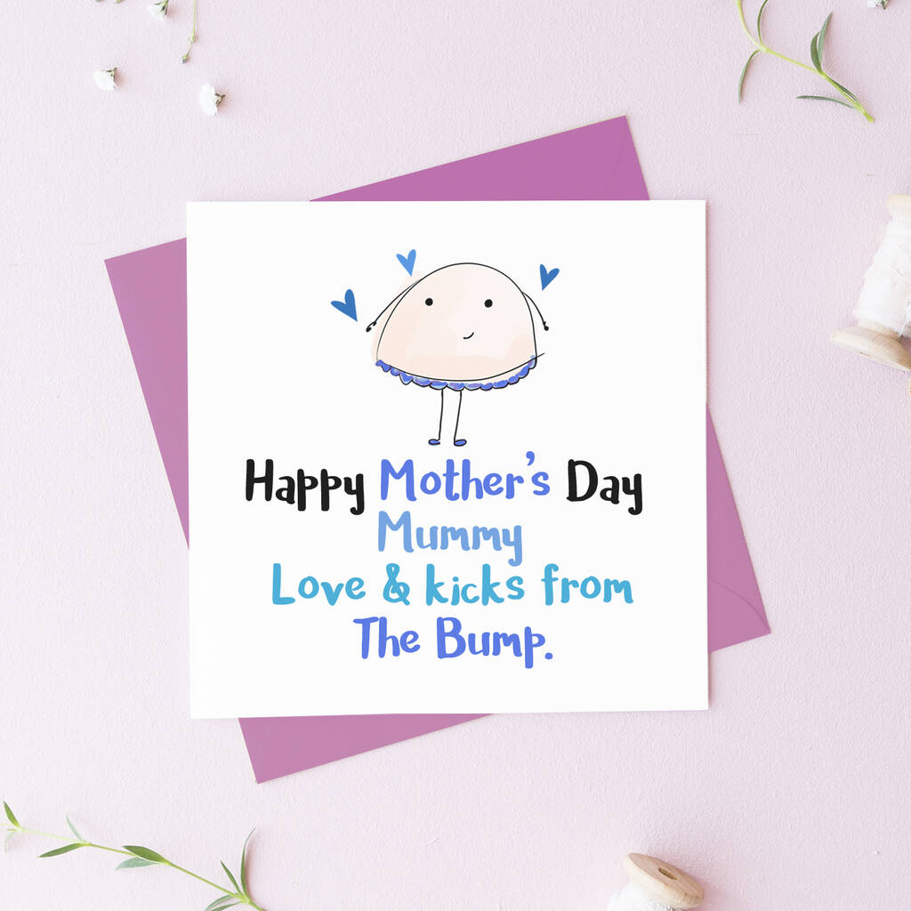 Happy Mother's Day Mummy Love The Bump Blue Card, 1 of 3