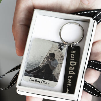 The 'Best Dad Ever' Black Keyring With Photo Plate, 2 of 2