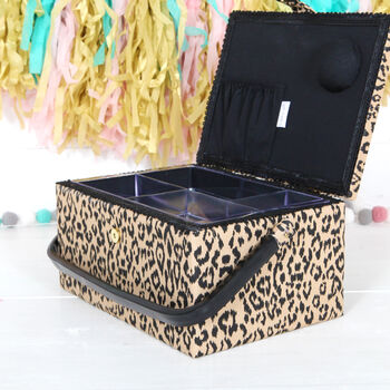 Personalised Leopard Print Sewing Box, 4 of 4