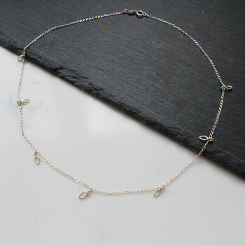 Leaf Petal Chain Necklace 9ct Gold Or Sterling Silver, 3 of 5
