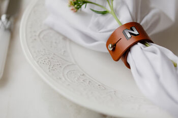 Monogrammed Leather Napkin Rings, 6 of 8