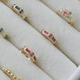 Gold Plated Pink Crystal Huggie Earrings, thumbnail 4 of 11