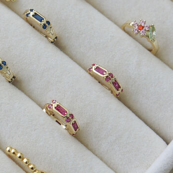 Gold Plated Pink Crystal Huggie Earrings, 4 of 11