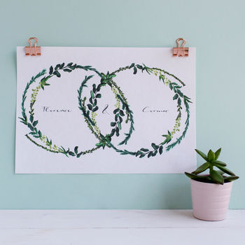 Personalised Wedding And Anniversary Wreath Print, 7 of 11