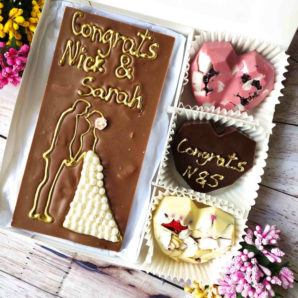Engagement Chocolate Present, Personalised Wedding Gift By The Unique