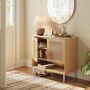 Boho Style Shoe Cabinet With Rattan Look Doors, thumbnail 3 of 7