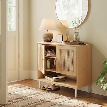 Boho Style Shoe Cabinet With Rattan Look Doors, 3 of 7