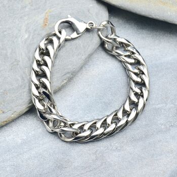 Chunky Stainless Steel Men's Curb Bracelet, 3 of 6