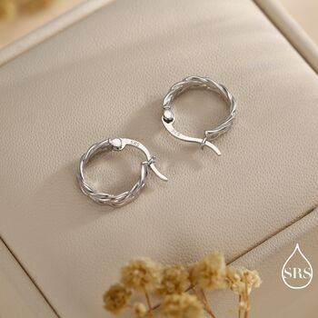 Braided Hoop Earrings In Sterling Silver, 4 of 11