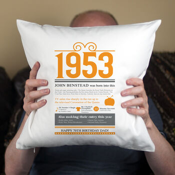 Personalised 70th Birthday Gift Cushion, 4 of 6