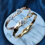 Three Heart Shape Zircon Couple Love Bangle Bracelet, thumbnail 4 of 6