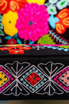 Black Embroidered Floral Armchair, 5 of 7