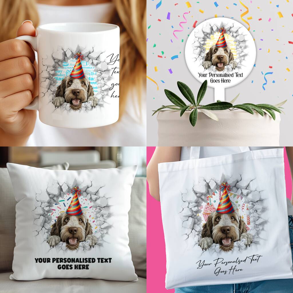 Personalised Spinone Italiano Birthday Break Through, 1 of 8