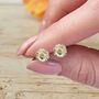 Sunflower Solid Gold Stud Earrings, thumbnail 3 of 5