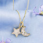9ct Gold Star And Moon Diamond Necklace*, thumbnail 1 of 3