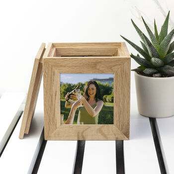 Personalised Oak Photo Cube Keepsake Box, 4 of 12