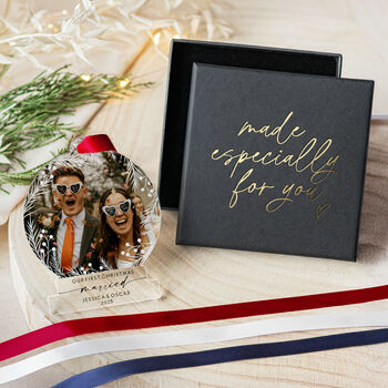 First Christmas Married Photo Ornament Acrylic 2025, 4 of 8