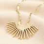Stainless Steel Sun Ray Pendant Long Chain Necklace In Gold, thumbnail 1 of 2