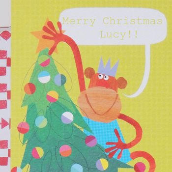 Personalised Christmas Monkey Card, 4 of 6