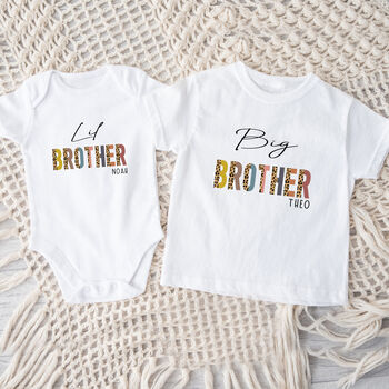 Personalised Sister Or Brother Leopard T Shirt Or Vest, 3 of 3