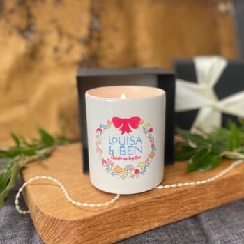 Personalised Christmas Mushroom Candle Gift For Couple, 2 of 5