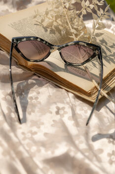 Grey Tortoise Shell Thick Diamond Frame Sunglasses, 4 of 12