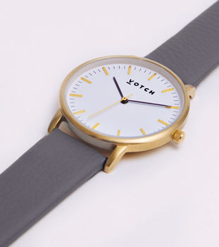New Collection Gold Vegan Leather Watch, 2 of 12