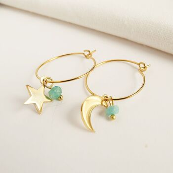 Mismatched Moon And Star Hoop Earrings, 2 of 3