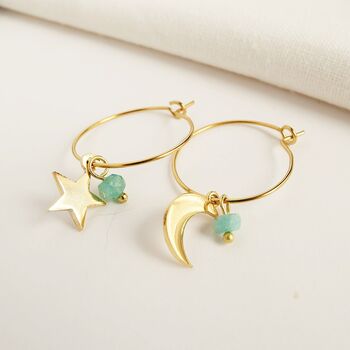 Mismatched Moon And Star Hoop Earrings, 2 of 4