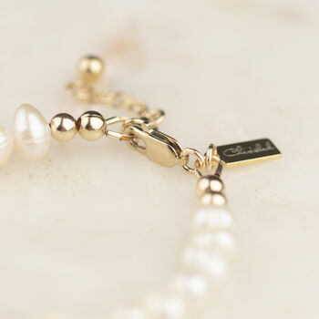 Tiny Freshwater Pearl Christening Bracelet, 7 of 10