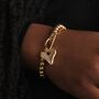 Gold Plated Heart Charm T Bar Bracelet, thumbnail 1 of 6