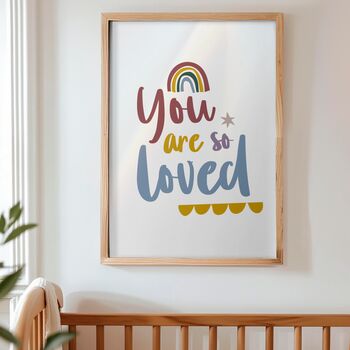 Nursery Print Set Of Three Super, Happy And Loved, 3 of 5