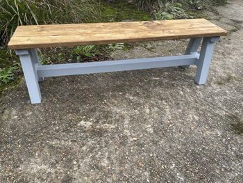 Reclaimed Dining Bench A Frame Legs Painted, 4 of 8