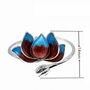 Adjustable Simple Red Blue Lotus Silver Ring For Women, thumbnail 5 of 5