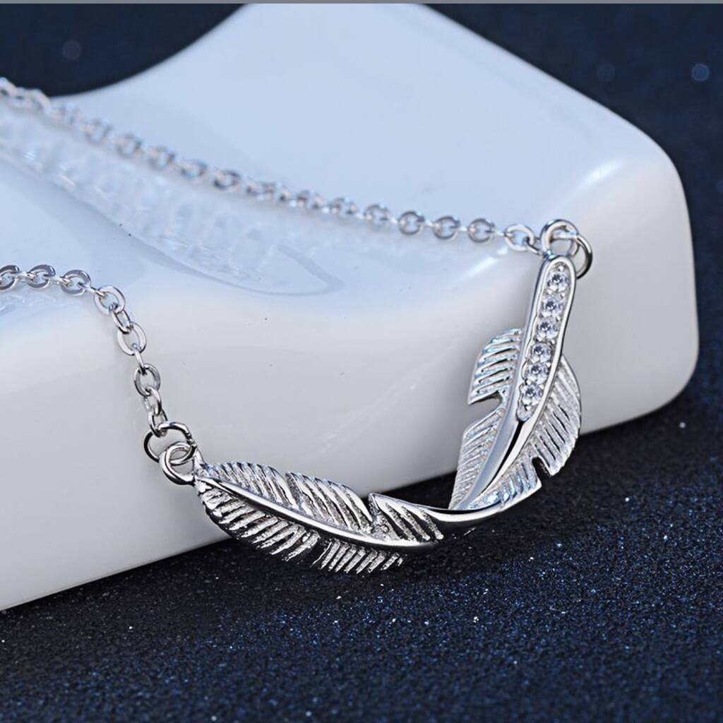 Sterling Silver Feather Necklace By My Posh Shop