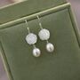 Dolce Roses White Ivory Pearl Drop Flower Gift Earrings, thumbnail 2 of 4