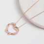 Rose Gold Colour Double Heart Pendant Necklace, thumbnail 1 of 3