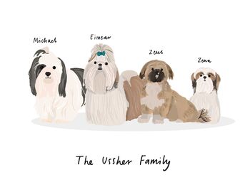 Personalised Dog Breed Family Print, 5 of 6