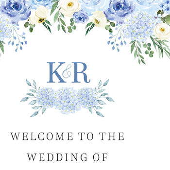 Blue Hydrangea Wedding Welcome Sign, 3 of 4